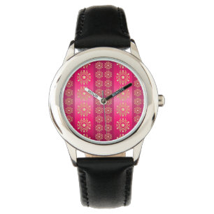 Fuchsia Oriental Mandala Pattern Watch