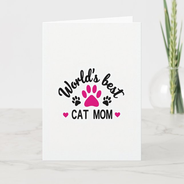 Fuchsia Paw Best Cat Mum Card (Front)