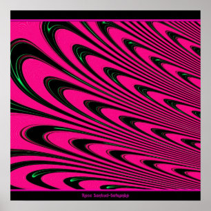 Fuchsia Peacock Feathers Fractal Poster