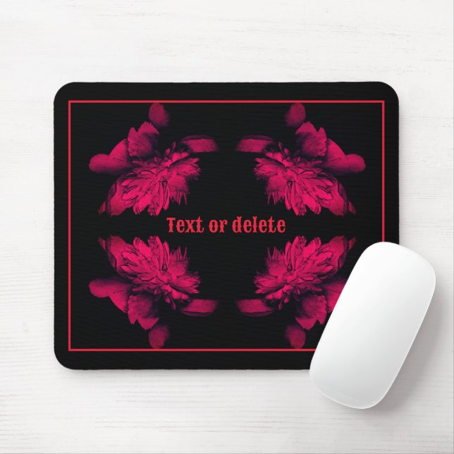 Fuchsia Peony Abstract Floral Art Personalised Mouse Mat (With Mouse)