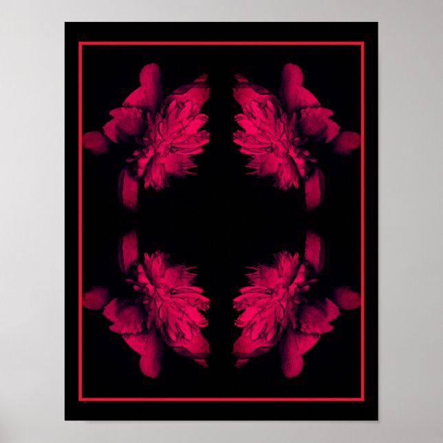 Fuchsia Peony Abstract Floral Art Poster (Front)