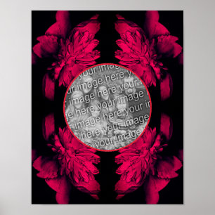Fuchsia Peony Floral Frame Create Your Own Photo Poster