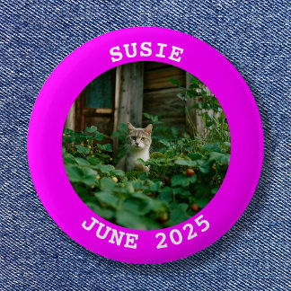 Fuchsia Personalised Round Photo Frame 6 Cm Round Badge