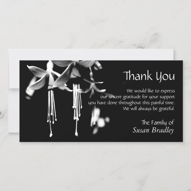 Fuchsia Personalised Sympathy Thank You Photo card (Front)
