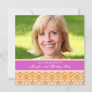 Fuchsia Photo 50th Birthday Party Invitations