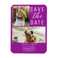 Fuchsia Pink 2 Photos Save the Date Wedding