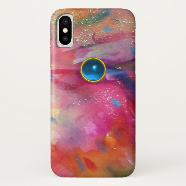 FUCHSIA PINK ABSTRACT Blue Sapphire Gemstone Case-Mate iPhone Case (Back)