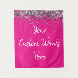 Fuchsia Pink and Silver Birthday Party Photo Booth Tapestry