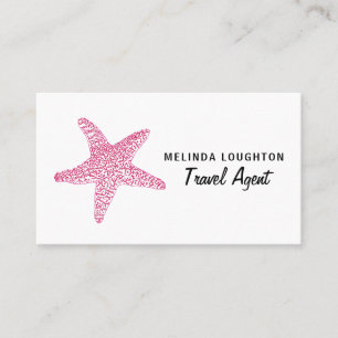 Fuchsia Pink Beach Starfish, Travel & Tourism Business Card