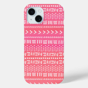 Fuchsia Pink Boho Stripes Pattern Cute iPhone 15 Case