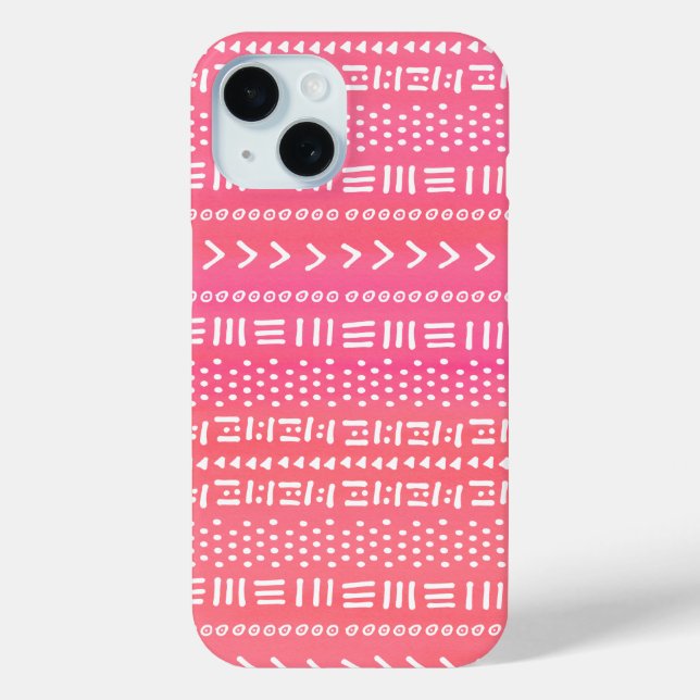 Fuchsia Pink Boho Stripes Pattern Cute Case-Mate iPhone Case (Back)