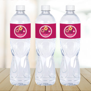 Fuchsia Pink Bold & Bright Colourful floral Weddin Water Bottle Label