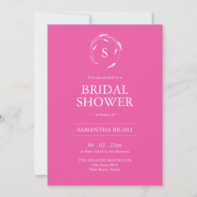 Fuchsia Pink Bridal Shower Invitation (Front)