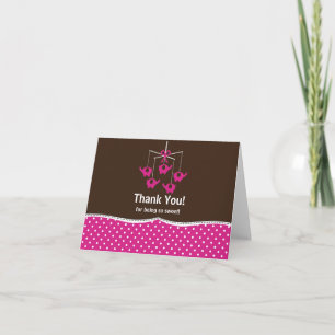 Fuchsia Pink & Brown Mobile Thank You Note Card