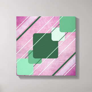 Fuchsia Pink Canvas Green Geometric Wrapped Canvas