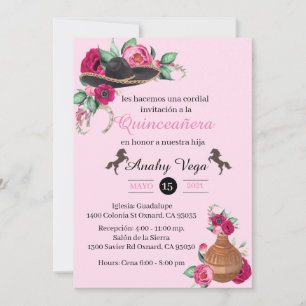 Fuchsia Pink Charra Invitation, Rustic Charro West Save The Date