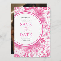 Fuchsia Pink Chinoiserie Wedding Save the Date