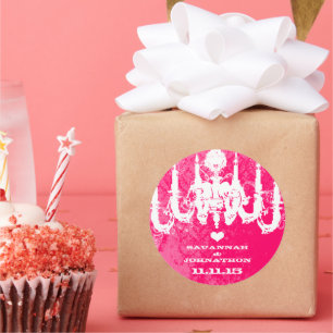 Fuchsia Pink Choose Colour Vintage Chandelier Classic Round Sticker