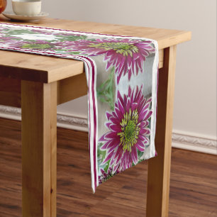 Fuchsia Pink Chrysanthemums Collage Table Runner