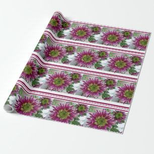 Fuchsia Pink Chrysanthemums Collage Wrapping Paper
