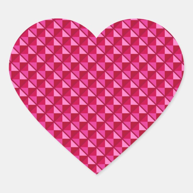 Fuchsia pink, enamel look, studded grid heart sticker (Front)