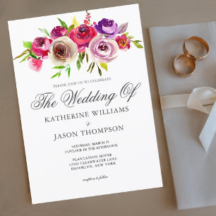 Fuchsia Pink Floral Elegant Spring Garden Wedding Invitation
