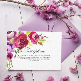 Fuchsia Pink Floral Garden Wedding Reception Card