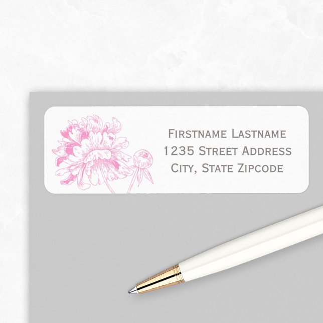 Fuchsia Pink Floral Peony Wedding Address (Creator Uploaded)