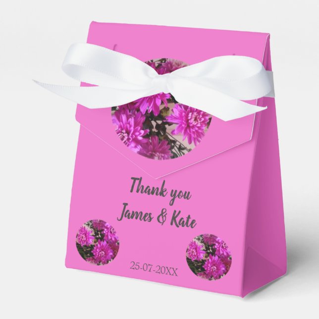 Fuchsia Pink Flowers Floral Wedding Custom Favour Box (Front Side)