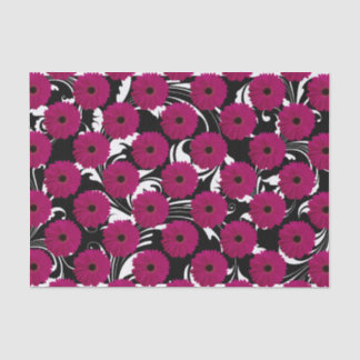 Fuchsia Pink Gerbera Daisy Black/White Swirl Girly Tissue Paper
