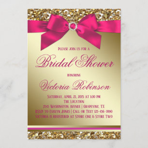 Fuchsia Pink Gold Bridal Shower Invitation