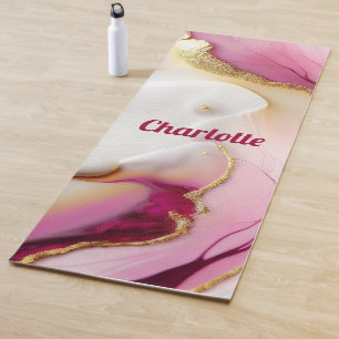 Fuchsia Pink Gold  Yoga Mat
