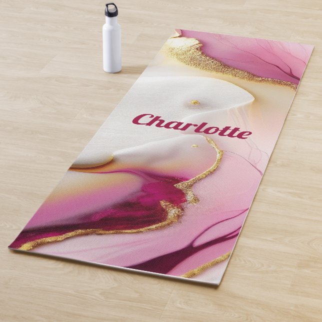 Fuchsia Pink Gold  Yoga Mat (In Situ)