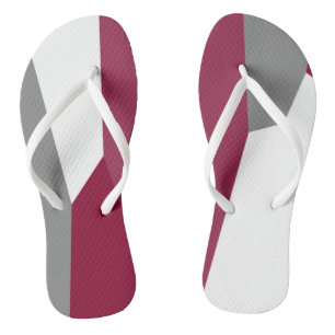 Fuchsia Pink Grey and White Flip Flops