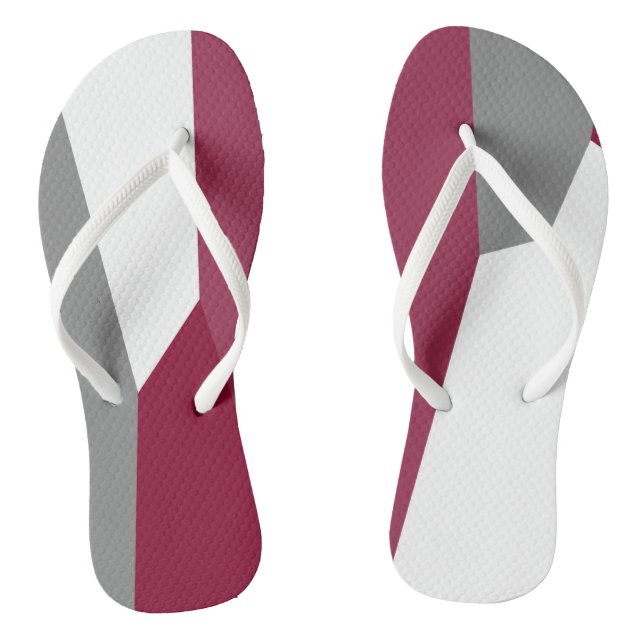Fuchsia Pink Grey and White     Flip Flops (Footbed)