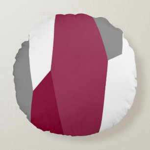 Fuchsia Pink Grey and White Round Cushion