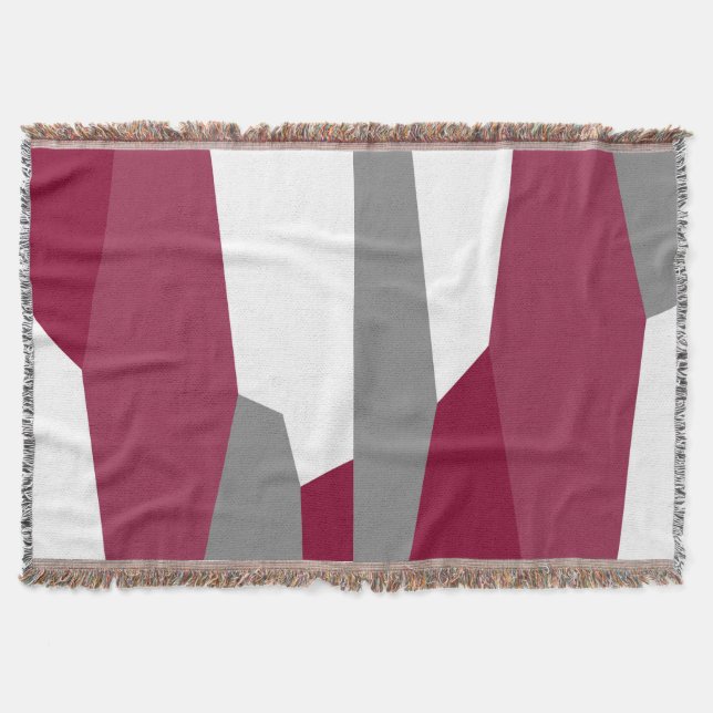 Fuchsia Pink Grey and White     Throw Blanket (Front)