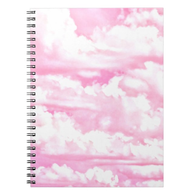 Fuchsia Pink Happy Clouds Decor Notebook (Front)