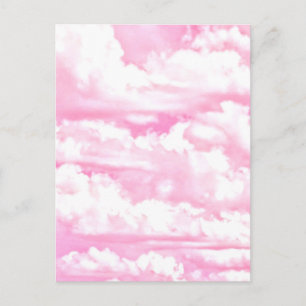 Fuchsia Pink Happy Clouds Decor Postcard