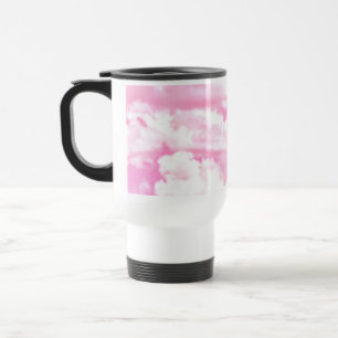 Fuchsia Pink Happy Clouds Decor Travel Mug