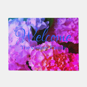 Fuchsia Pink  Hydrangeas pink purple flowers Doormat