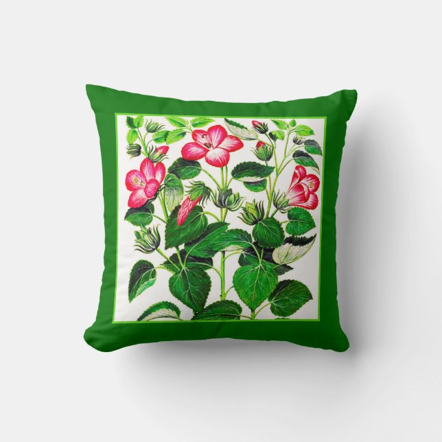 Fuchsia Pink Italian Hibiscus flowers Cushion (Front)