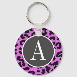 Fuchsia Pink Leopard Animal Print Key Ring