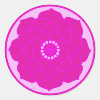 Fuchsia Pink Lotus Mandala Classic Round Sticker