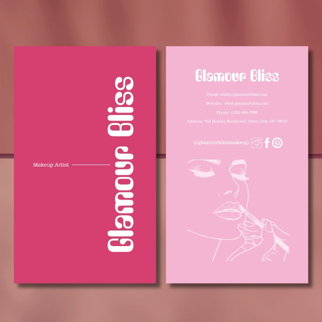 Fuchsia Pink Makeup Artist Salon Business Card (Creator Uploaded)