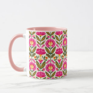 Fuchsia Pink Mexican Flowers BOHO Chic Floral Mug