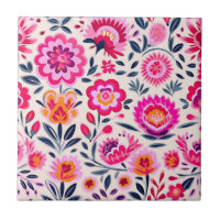 Fuchsia Pink Mexican Flowers BOHO Chic Floral