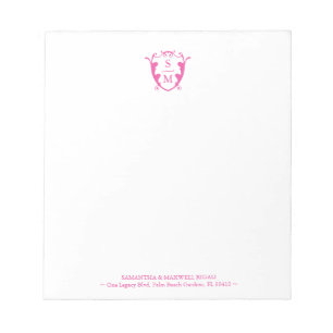 Fuchsia Pink Monogram Personalised Notepads