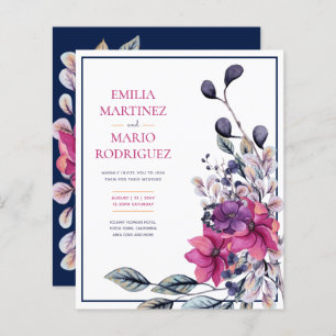Fuchsia Pink Navy Blue Floral Wedding
