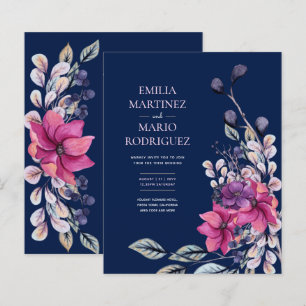 Fuchsia Pink Navy Blue Floral Wedding Budget
